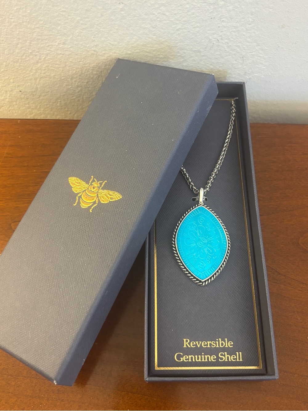 Turquoise Teardrop Reversible Pendant Necklace